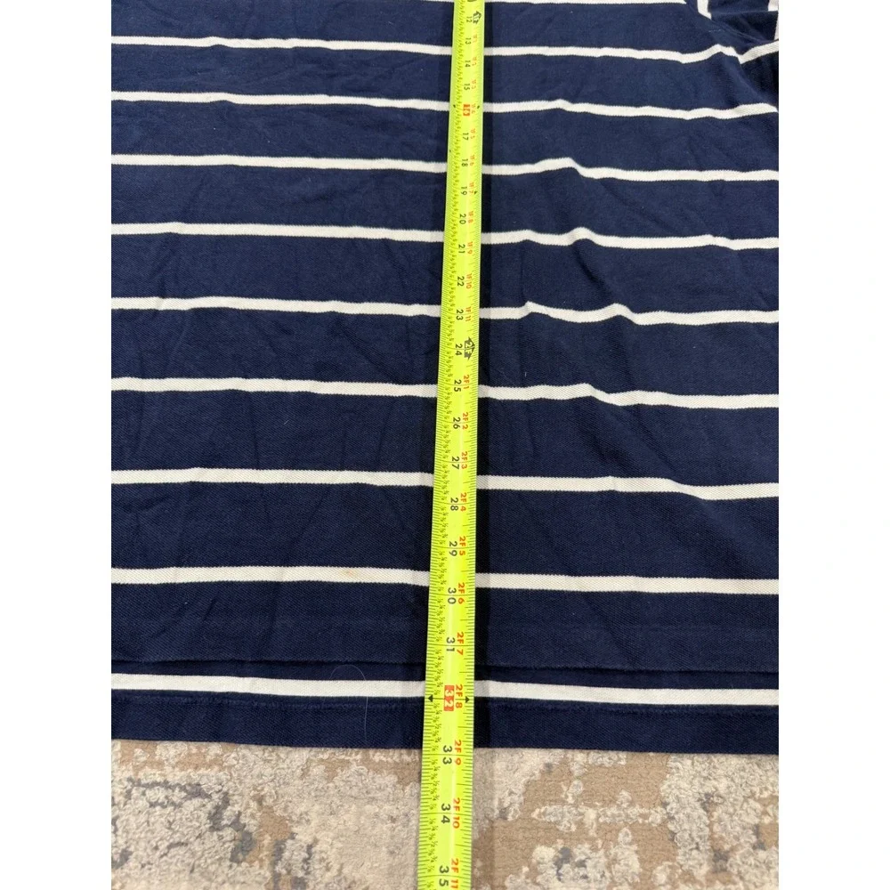 Polo Ralph Lauren Mens 4XB Big Navy Blue White Striped Short Sleeve Polo Shirt